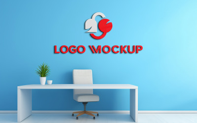 3d wall logo mockup indoor