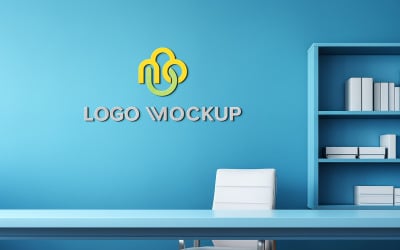 Office wall logo mockup psd