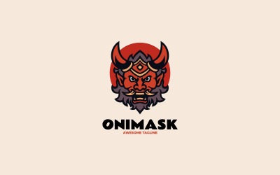 Oni Mask Mascot Cartoon Logo