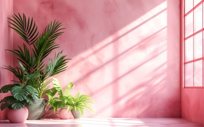 Minimalist Design with Desk &amp;amp; Frame on Pink wall 41