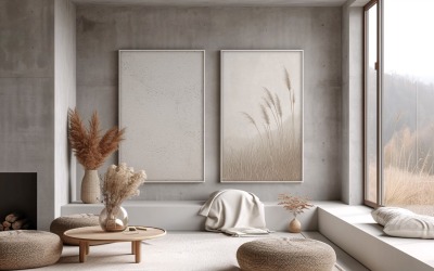 Interior Home living Room with Frames &amp;amp; Vases 71.