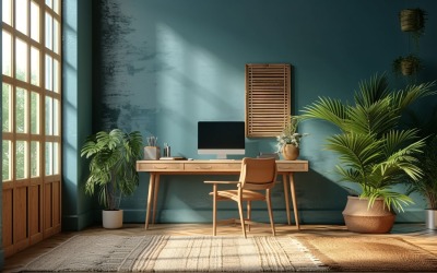 Scandinavian Interior Home Office with Plants &amp;amp; Vases 103