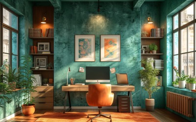 Scandinavian Interior Home Office with Plants &amp;amp; Vases 105