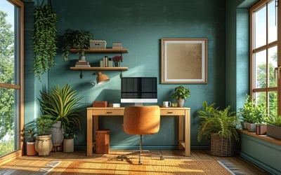 Scandinavian Interior Home Office with Plants &amp;amp; Vases 106