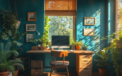 Scandinavian Interior Home Office with Plants &amp;amp; Vases 109