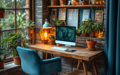 Scandinavian Interior Home Office with Plants &amp;amp; Vases 110