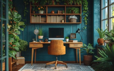 Scandinavian Interior Home Office with Plants &amp;amp; Vases 111