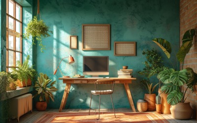 Scandinavian Interior Home Office with Plants &amp;amp; Vases 113
