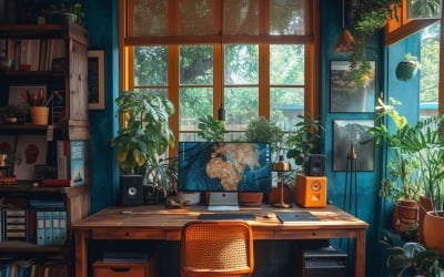 Scandinavian Interior Home Office with Plants &amp;amp; Vases 114