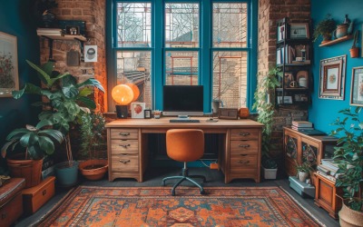Scandinavian Interior Home Office with Plants &amp;amp; Vases 117