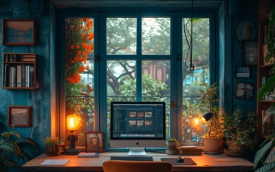 Scandinavian Interior Home Office with Plants &amp;amp; Vases 119