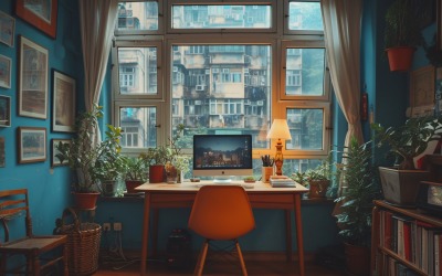 Scandinavian Interior Home Office with Plants &amp;amp; Vases 120