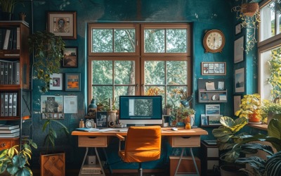 Scandinavian Interior Home Office with Plants &amp;amp; Vases 121