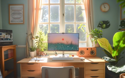 Scandinavian Interior Home Office with Plants &amp;amp; Vases 126
