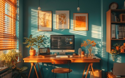 Scandinavian Interior Home Office with Plants &amp;amp; Vases 127