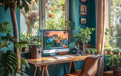 Scandinavian Interior Home Office with Plants &amp;amp; Vases 128