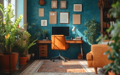 Scandinavian Interior Home Office with Plants &amp;amp; Vases 129