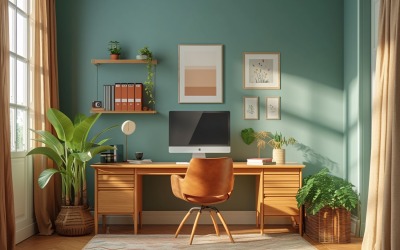 Scandinavian Interior Home Office with Plants &amp;amp; Vases 130