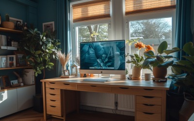 Scandinavian Interior Home Office with Plants &amp;amp; Vases 135