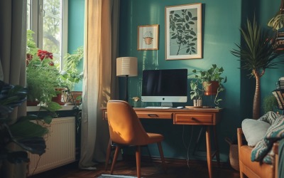Scandinavian Interior Home Office with Plants &amp;amp; Vases 139