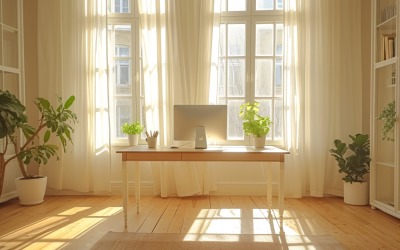 Scandinavian Interior Home Office with Plants &amp;amp; Vases 143