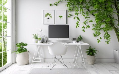 White color office &amp;amp; Plant vases under the table 145