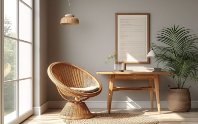Scandinavian Interior Home Office with Plants &amp;amp; Vases 200