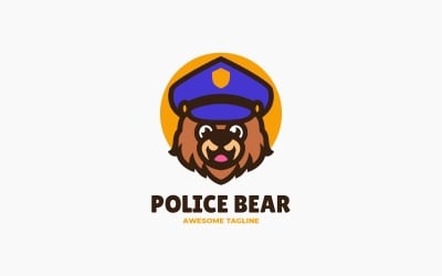Bear Police Mascot Cartoon Logo 2
