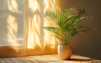 Grön växtvas Tillbaka till tyg med Sun Light 201