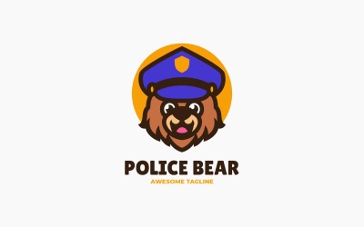 Logotipo de desenho animado do mascote da polícia do urso 2