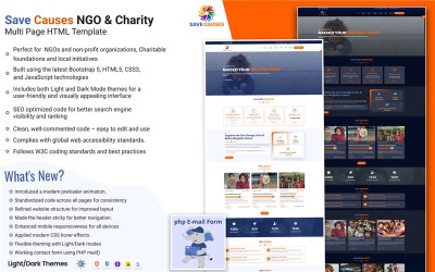 Modello di sito Web HTML multipagina e Bootstrap5 per Save Causes NGO