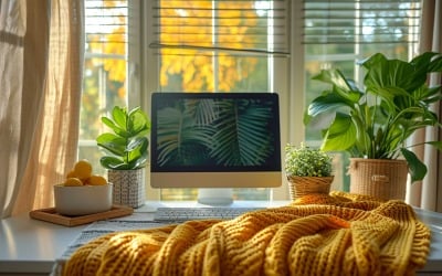 Scandinavian Interior Home Office med växter och vaser 202