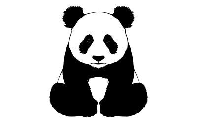 Erstellen Sie ein Silhouette-Panda-Vektorbild mit weißem Hintergrund, Foto, Illustration
