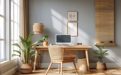Green Plant vase &amp;amp; Laptop on the table 250