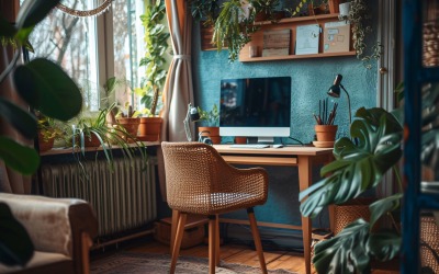 Home Office room computer vases on the table 234