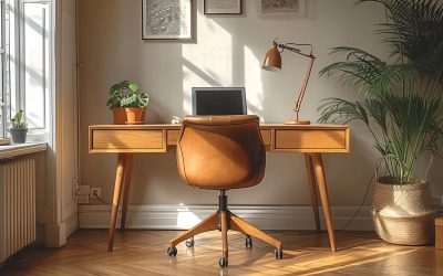 Home office room with chair &amp;amp; computer on the table 288