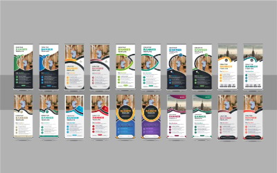 Banner roll up corporativo, banner rollup vertical comercial ou pacote de sinalização de suporte X-banner