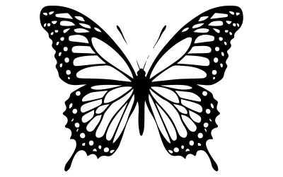illustrazione vettoriale di silhouette di farfalla con sfondo bianco