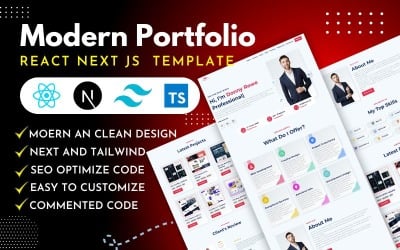 Nowoczesny szablon portfolio React JS - Next JS, Tailwind CSS - responsywny szablon HTML