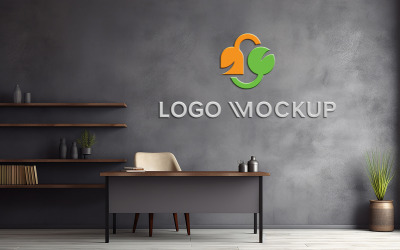 Makieta logo na ścianę biura psd v1