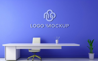 Mockup logo muro viola psd