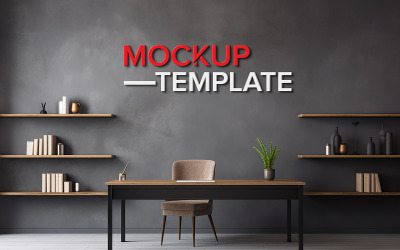 Mockup logo parete interna 3d realistico