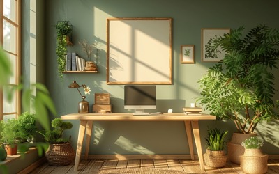 Interior Home living Room with Frames &amp;amp; Vases 376