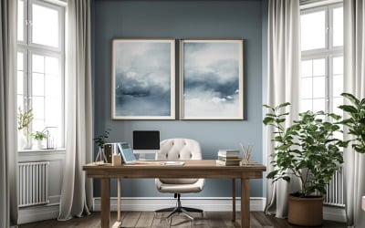 Interior Home living Room with Frames &amp;amp; Vases 385