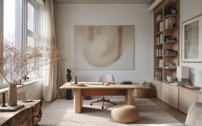 Minimalistisk design med skrivbord och ram 361