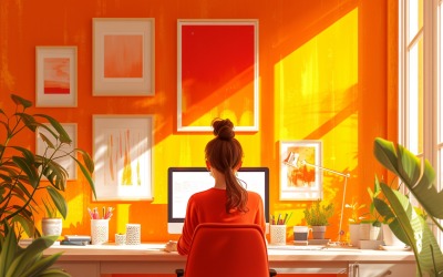 Scandinavian Interior Home Office med växter och vaser 365