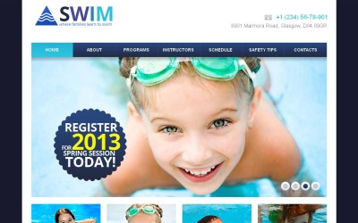 Swimming Moto CMS HTML Template