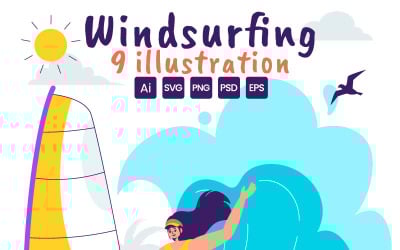 9 Windsurfen Sport Illustratie
