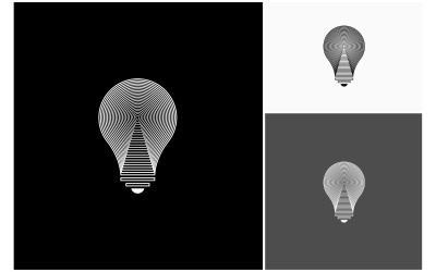 Idea de lámpara con bombilla, arte lineal, logotipo