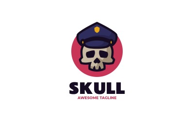 Logotipo de mascota simple de policía con calavera